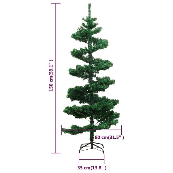 VIDAXL - vidaXL Arbre de Noël hélicoïdal pré-éclairé et support vert 150 cm PVC - large