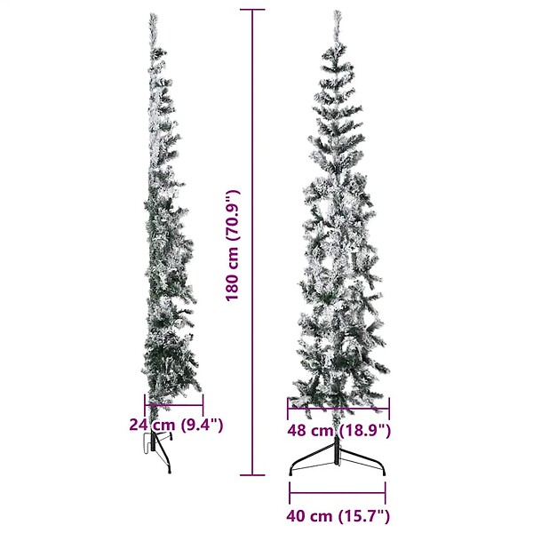 VIDAXL - vidaXL Demi sapin de Noël artificiel mince avec neige floquée 180 cm - large