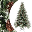 VIDAXL - vidaXL Sapin de Noël avec pommes de pin Vert et blanc 195 cm PVC et PE - vignette
