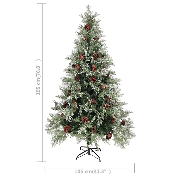 VIDAXL - vidaXL Sapin de Noël avec pommes de pin Vert et blanc 195 cm PVC et PE - large