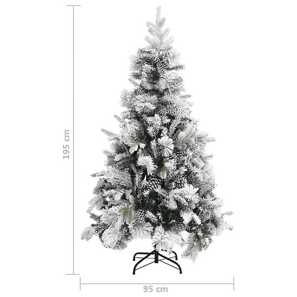 VIDAXL - vidaXL Sapin de Noël à  flocons de neige et pommes de pin 195 cm PVC/PE - large