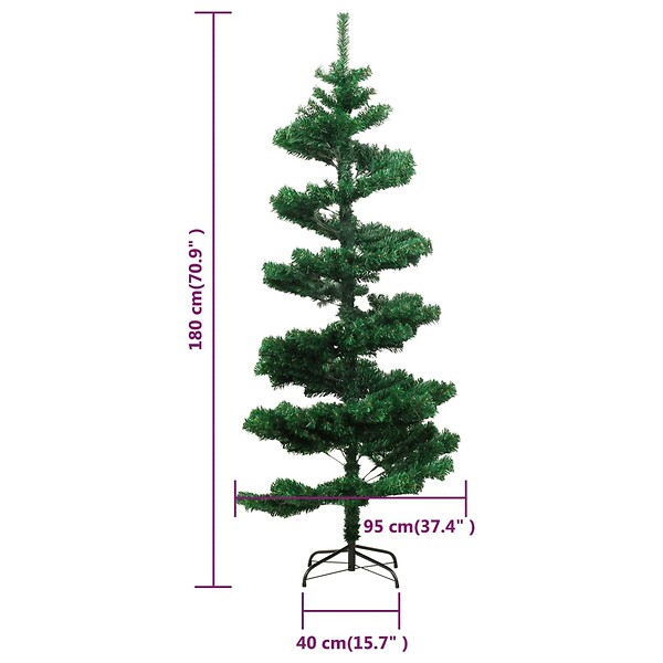 VIDAXL - vidaXL Arbre de Noël hélicoïdal pré-éclairé et support vert 180 cm PVC - large