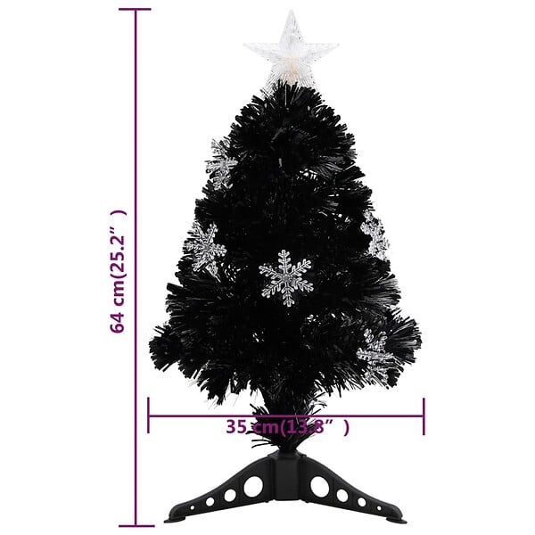 VIDAXL - vidaXL Sapin de Noël et flocons de neige LED Noir 64 cm Fibre optique - large