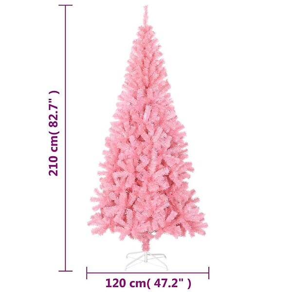 VIDAXL - vidaXL Sapin de Noël artificiel avec support rose 210 cm PVC - large