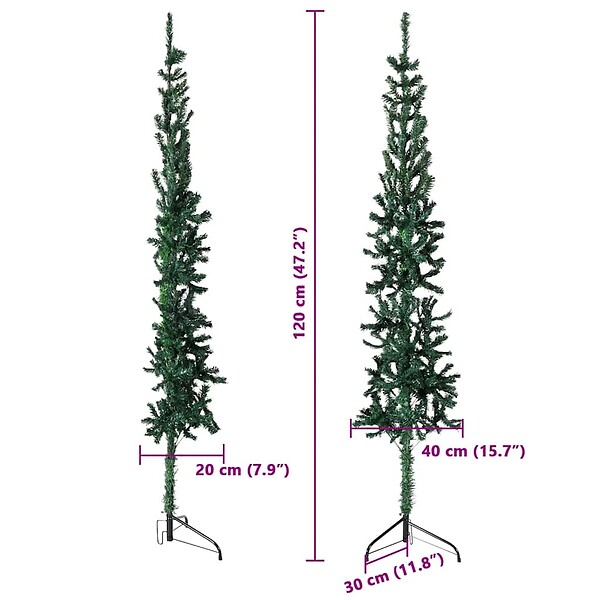VIDAXL - vidaXL Demi sapin de Noël artificiel mince avec support Vert 120 cm - large