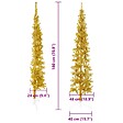 VIDAXL - vidaXL Demi sapin de Noël artificiel mince avec support Doré 180 cm - vignette
