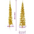 VIDAXL - vidaXL Demi sapin de Noël artificiel mince avec support Doré 240 cm - vignette