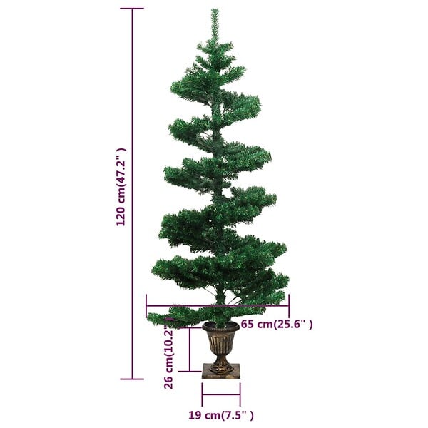 VIDAXL - vidaXL Arbre de Noël hélicoïdal pré-éclairé avec pot vert 120 cm PVC - large
