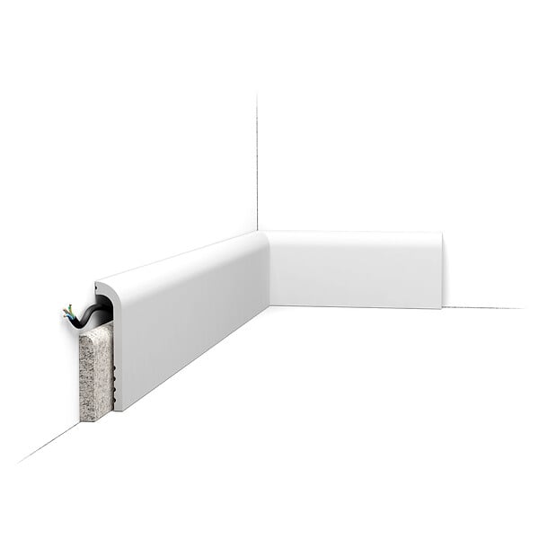 ORAC DECOR - Pack 10 mètres Plinthe de rénovation SX185 avec colle - Orac x Cimaises-et-plus - 12x2,5x200cm (h x p x L) - surplinthe décorative polymère - large