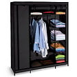 ID MARKET - Armoire de rangement penderie pliable vêtements en tissu noir dressing XXL - vignette