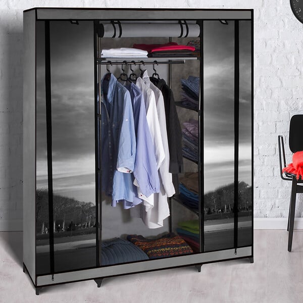 ID MARKET - Armoire de rangement penderie pliable vêtements en tissu PARIS dressing XXL - large