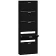 VIDAXL - vidaXL Armoire à  chaussures Noir 59x17x169 cm Bois d'ingénierie - vignette