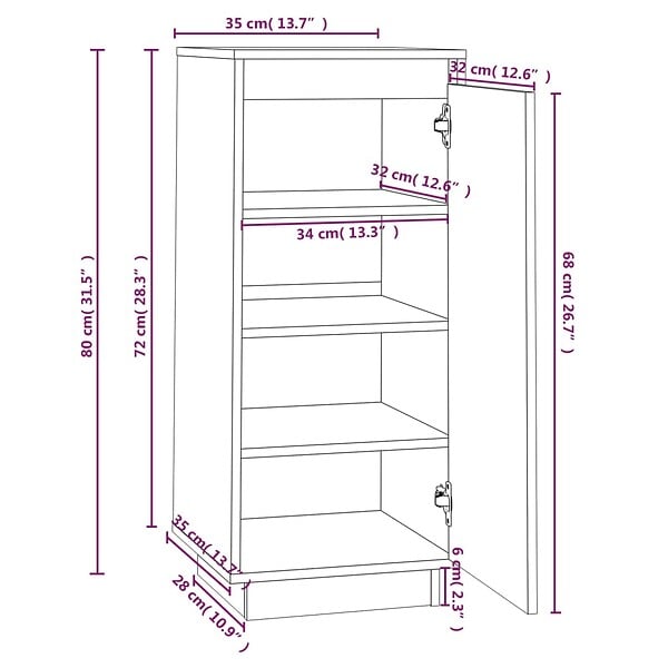 VIDAXL - vidaXL Armoire à  chaussures 35x35x80 cm Bois de pin massif - large