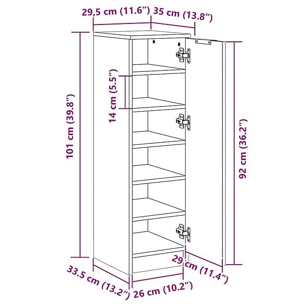 VIDAXL - vidaXL Armoire à  chaussures Blanc 30x35x100 cm Bois d'ingénierie - large