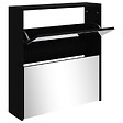 VIDAXL - vidaXL Armoire à  chaussures avec miroir à  2 niveaux Noir 63x17x67 cm - vignette