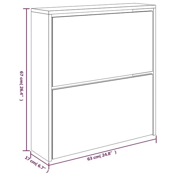 VIDAXL - vidaXL Armoire à  chaussures avec miroir à  2 niveaux Noir 63x17x67 cm - large