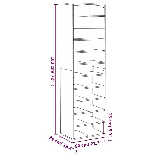 VIDAXL - vidaXL Armoire à  chaussures Blanc 54x34x183 cm Bois d'ingénierie - large