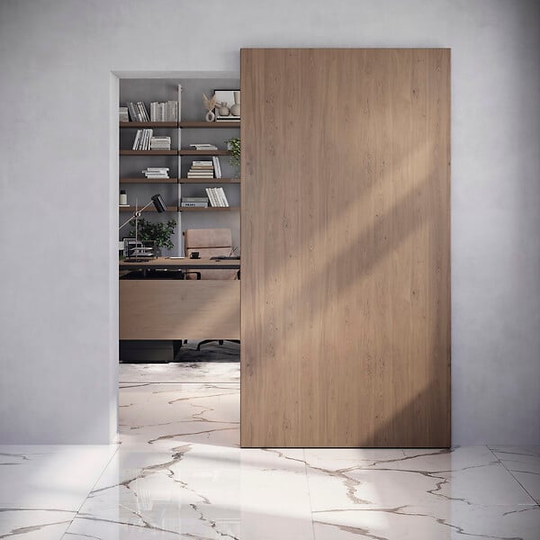 EMUCA - Kit de quincaillerie pour porte coulissante en bois Wall à fermeture souple, Acier et Aluminium et Plastique - large