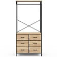 ID MARKET - Dressing penderie L. 80 cm UTAH avec 6 bacs en tissu bois et noir - vignette