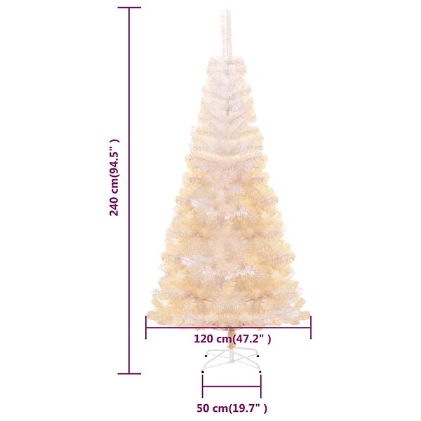 VIDAXL - vidaXL Sapin de Noël artificiel pointes iridescentes Blanc 240 cm PVC - large
