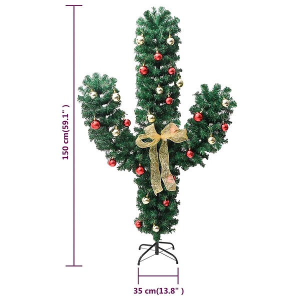 VIDAXL - vidaXL Cactus de Noël avec support et LED Vert 150 cm PVC - large