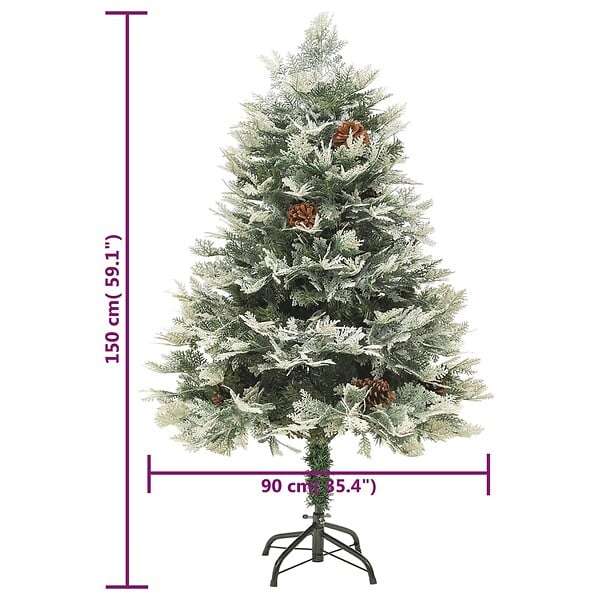 VIDAXL - vidaXL Sapin de Noël pré-éclairé et pommes de pin vert 150cm PVC et PE - large