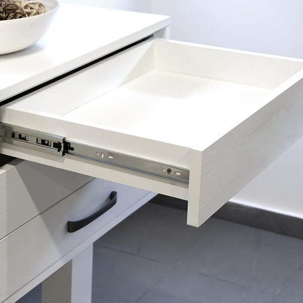 EMUCA - Lot de 5 jeux de coulisses pour tiroirs, roulement à billes, hauteur 45mm, profondeur 400mm, à sortie totale, avec push, fermeture amortie, zingué - large