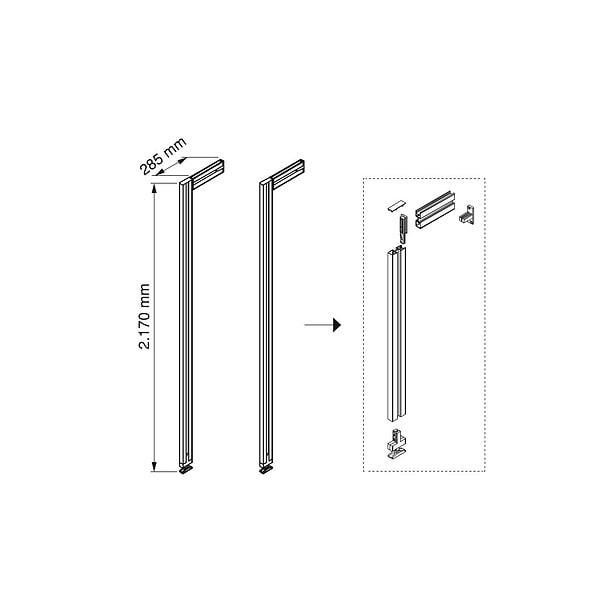 EMUCA - Lot de 2 cadres Zero avec quincaillerie et profilés pour montage au sol et au mur avec niveleur rectangulaire, Aluminium et Zamak, Noir texturé - large