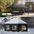 VOUNOT - Tonnelle de jardin 3x6m Pliable Barnum avec 6 parois amovibles Noir - vignette