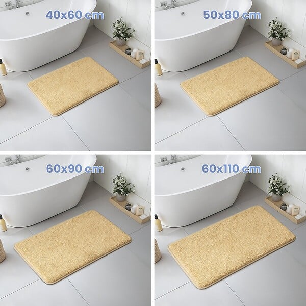 VOUNOT - Lot de 2 Tapis de Bain Antidérapant microfibre 50x80cm beige - large