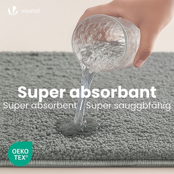 VOUNOT - Tapis de Bain Antidérapant microfibre 60x110cm gris - large