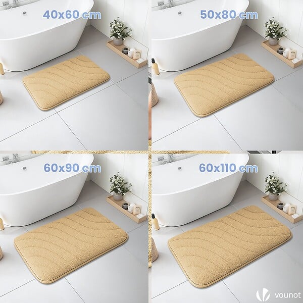 VOUNOT - Tapis de Bain Antidérapant microfibre motif ondulé 40x60cm beige - large
