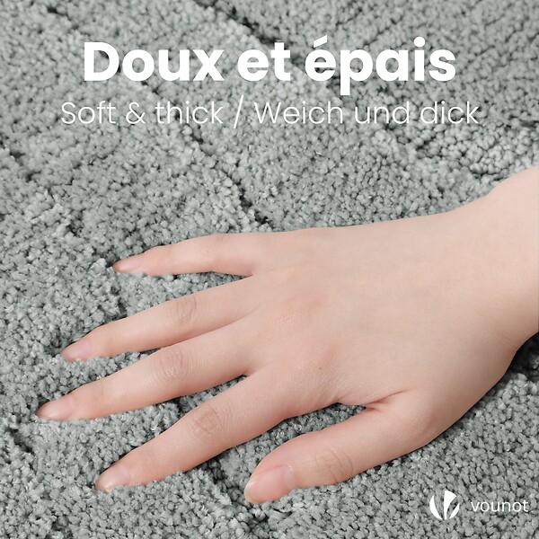 VOUNOT - Lot de 2 Tapis de Bain Antidérapant microfibre motif ondulé 60x90cm gris - large