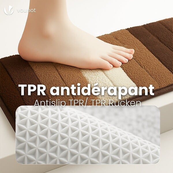 VOUNOT - Lot de 2 Tapis de Bain Antidérapant microfibre motif dégradé 50x80cm beige - large