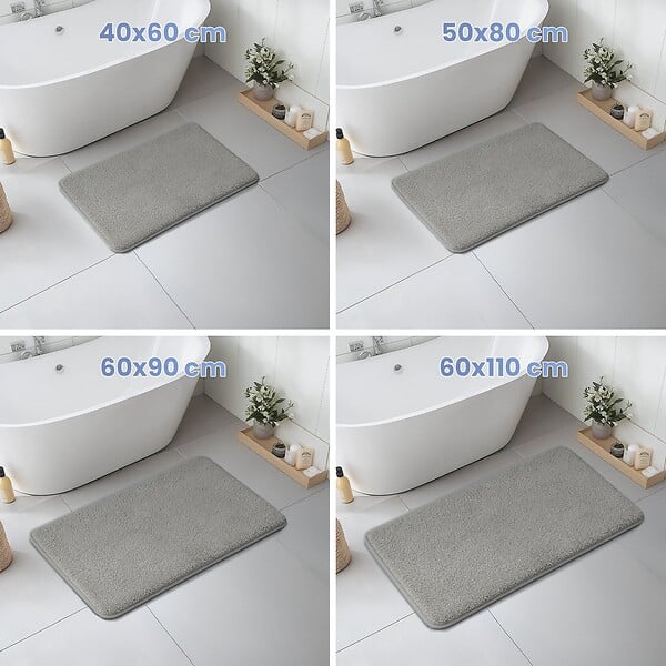 VOUNOT - Lot de 2 Tapis de Bain Antidérapant microfibre 60x90cm gris - large