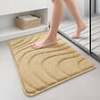 VOUNOT - Tapis de Bain Antidérapant microfibre motif ondulé 60x90cm beige - vignette