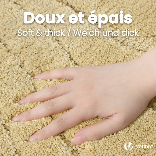 VOUNOT - Tapis de Bain Antidérapant microfibre motif ondulé 60x90cm beige - large