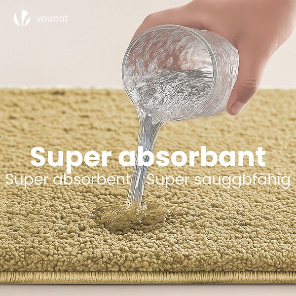 VOUNOT - Tapis de Bain Antidérapant microfibre 60x110cm beige - large