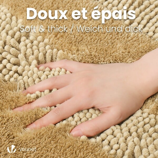 VOUNOT - Tapis de Bain Antidérapant chenille microfibre 60x90cm beige - large