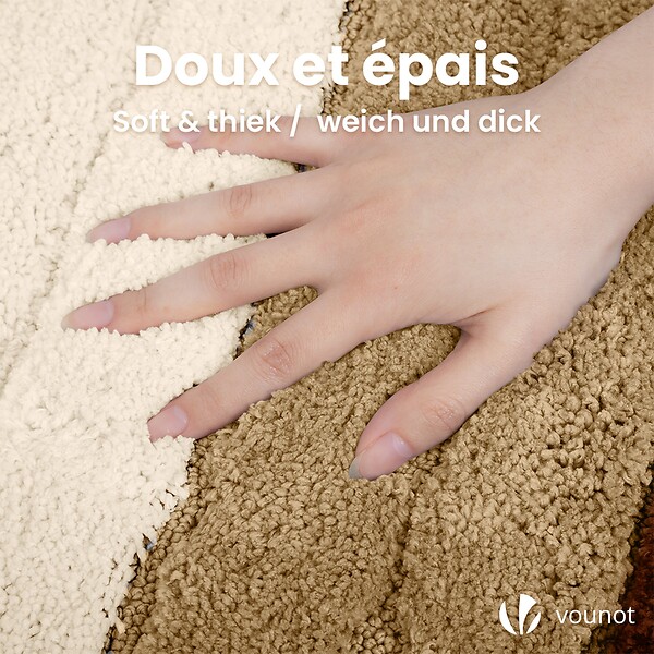 VOUNOT - Tapis de Bain Antidérapant microfibre motif dégradé 60x90cm beige - large
