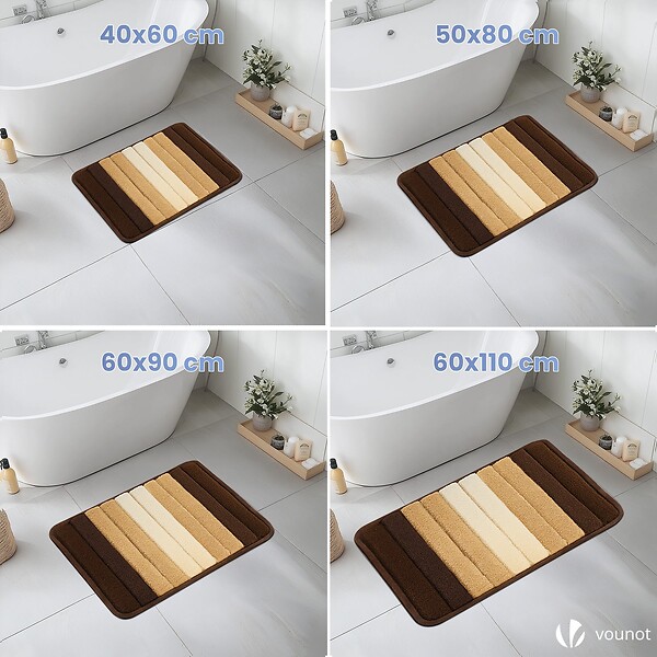 VOUNOT - Tapis de Bain Antidérapant microfibre motif dégradé 60x90cm beige - large