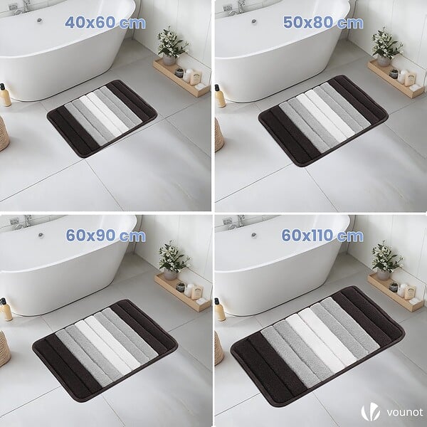 VOUNOT - Tapis de Bain Antidérapant microfibre motif dégradé 40x60cm gris - large