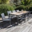 OVIALA - Table de jardin structure aluminium et céramique aspect bois - Tivoli - vignette