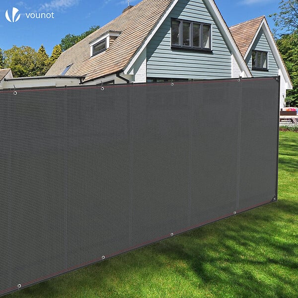 VOUNOT - Brise vue occultant en HDPE 230g/m² 1.8x20m avec attaches de fixation gris - large