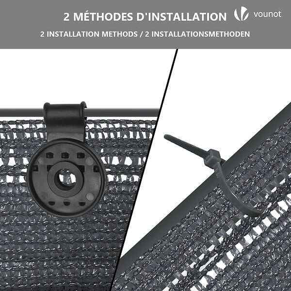 VOUNOT - Brise vue occultant en HDPE 150g/m² 1x20m avec attaches de fixation anthracite - large