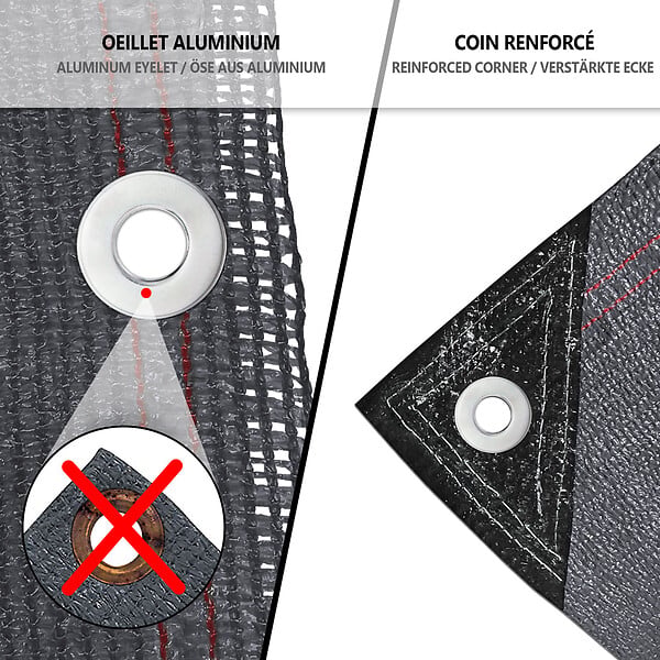 VOUNOT - Brise vue occultant en HDPE 230g/m² 1.8x20m avec attaches de fixation anthracite - large