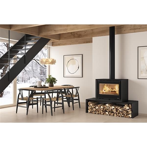 NORDICA - Poêle à bois Dante - 8,8 kW - Rdt: 85,5% - B. 30 cm - Acier noir - large