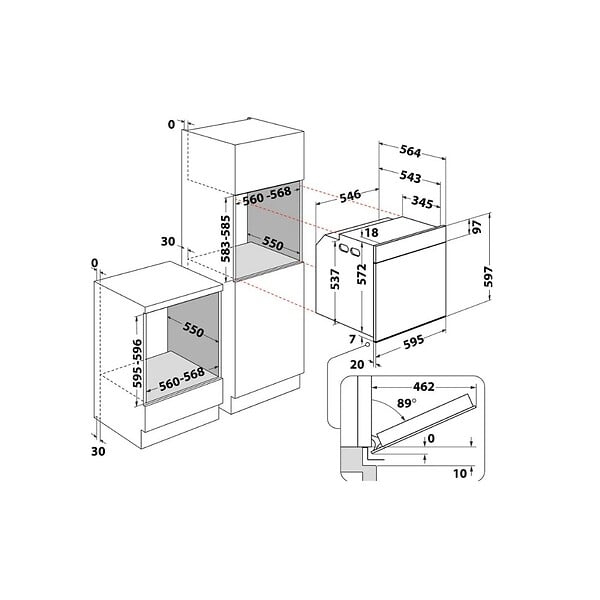 WHIRLPOOL - four intégrable 73l 60cm hydrolytique + pyrolytique - WOI68PT1SXAF - large