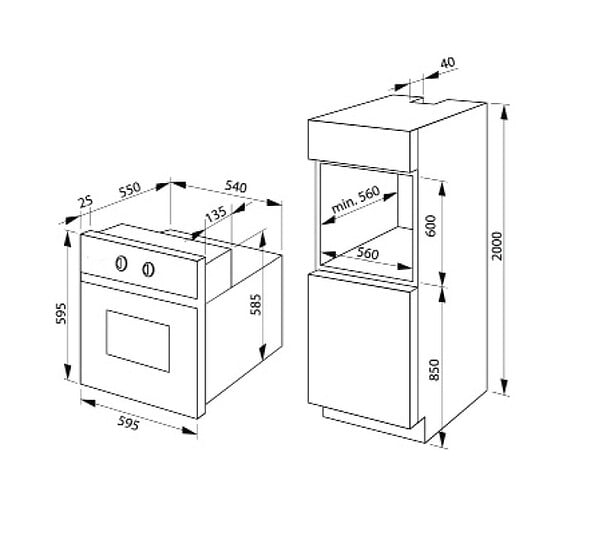 AMICA - Four Intégrable Multifonction 77l 60cm Pyrolyse Inox - ED36541X - large