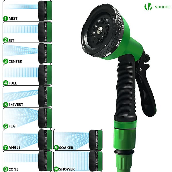 VOUNOT - Tuyau d’Arrosage Extensible 15m avec Accessoires vert - large